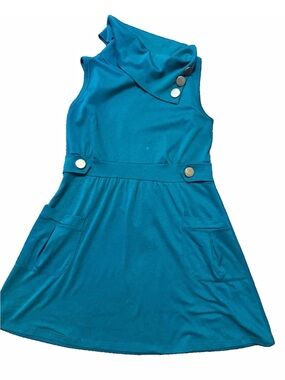 Sleeveless Teal Button-Accent Mini Dress strawberry size l